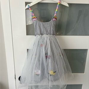 Lola + The Boys Striped Dress with Rainbow Beads